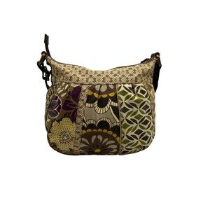 Fossil Brown Canvas Floral Patchwork Crossbody Bag